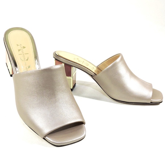 ALESSANDRO DI MARIA 🇮🇹 WOMEN'S BEIGE SOFT LEATHER SUMMER MULES - Picture 1 of 8